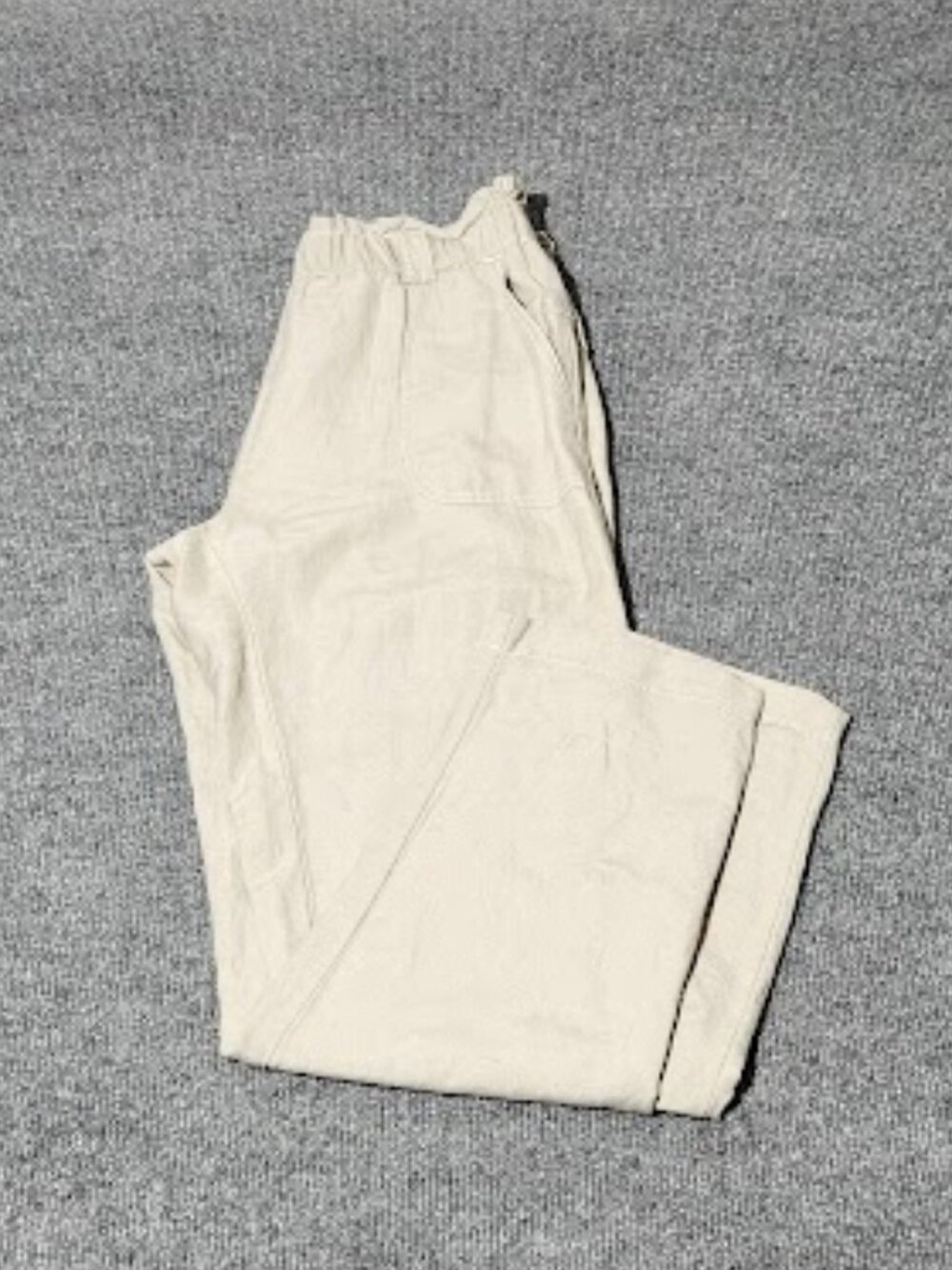 Cartonnier Anthropologie Women's Elastic Waist Linen Blend Straight Leg Pants